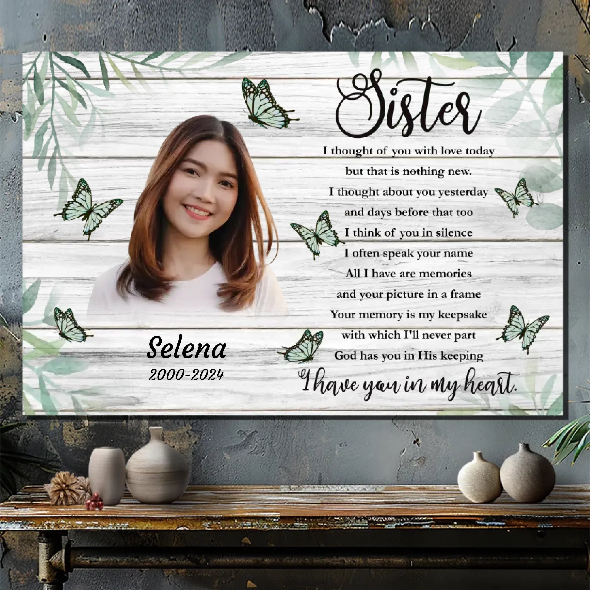 Heartfelt Sister Memorial Canvas – Customizable Tribute by 89Prints