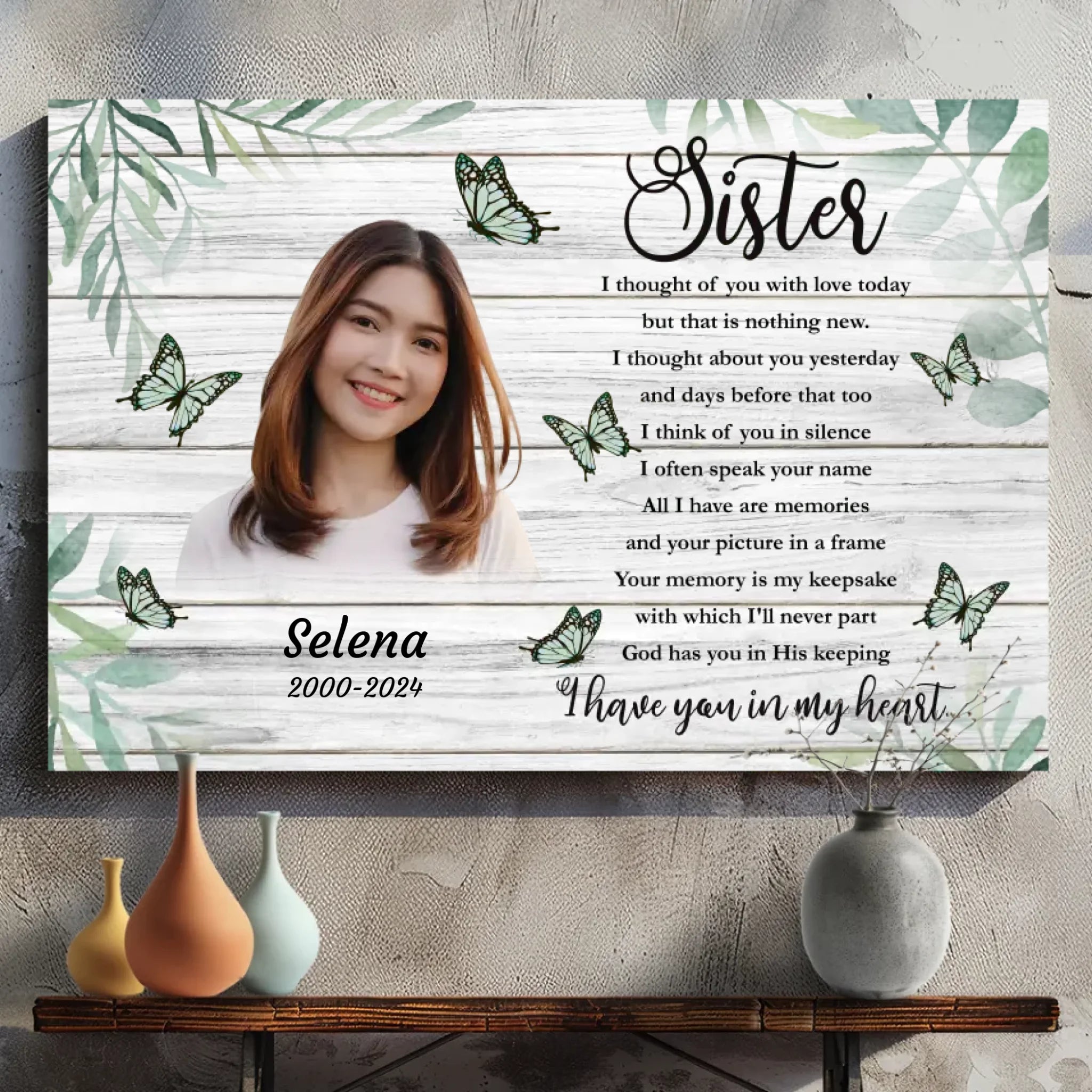 Heartfelt Sister Memorial Canvas – Customizable Tribute by 89Prints