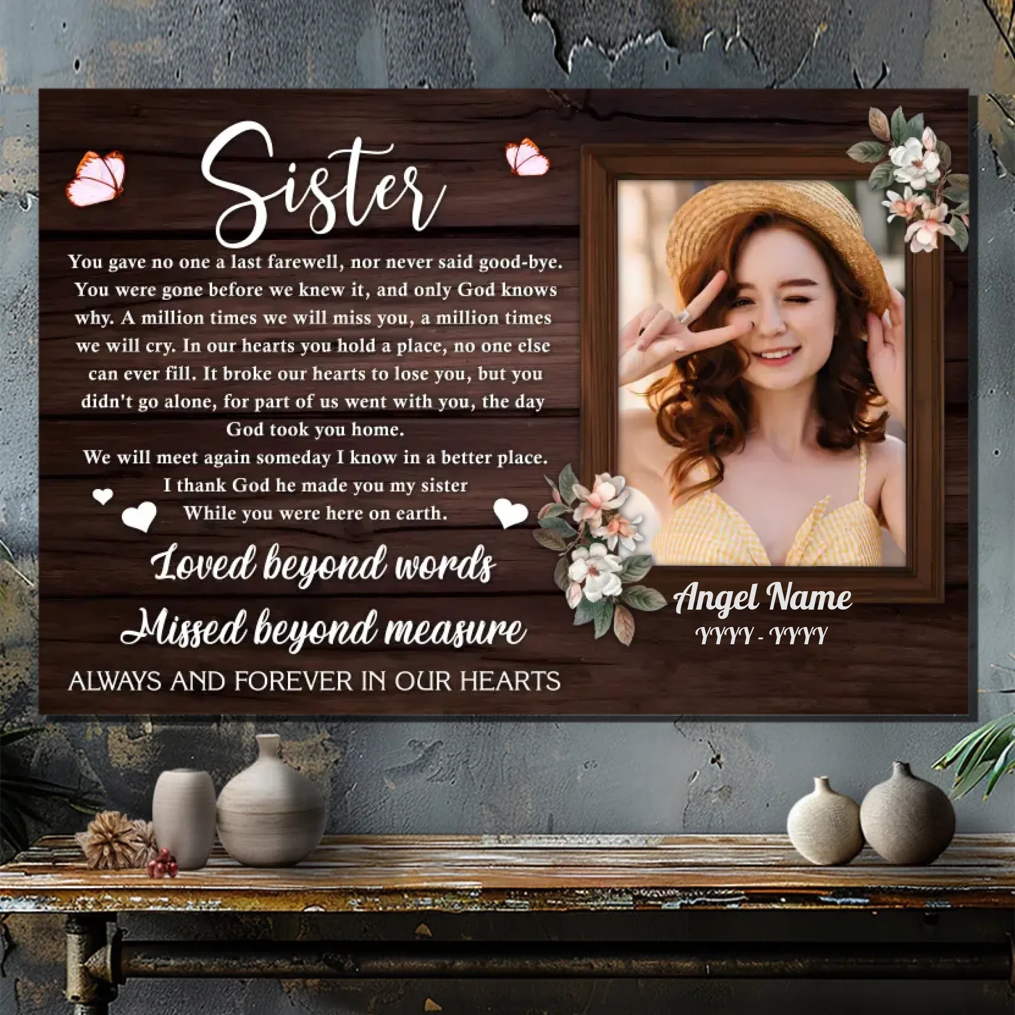 Memorial Canvas for a Beloved Sister – Personalized Tribute by 89Prints