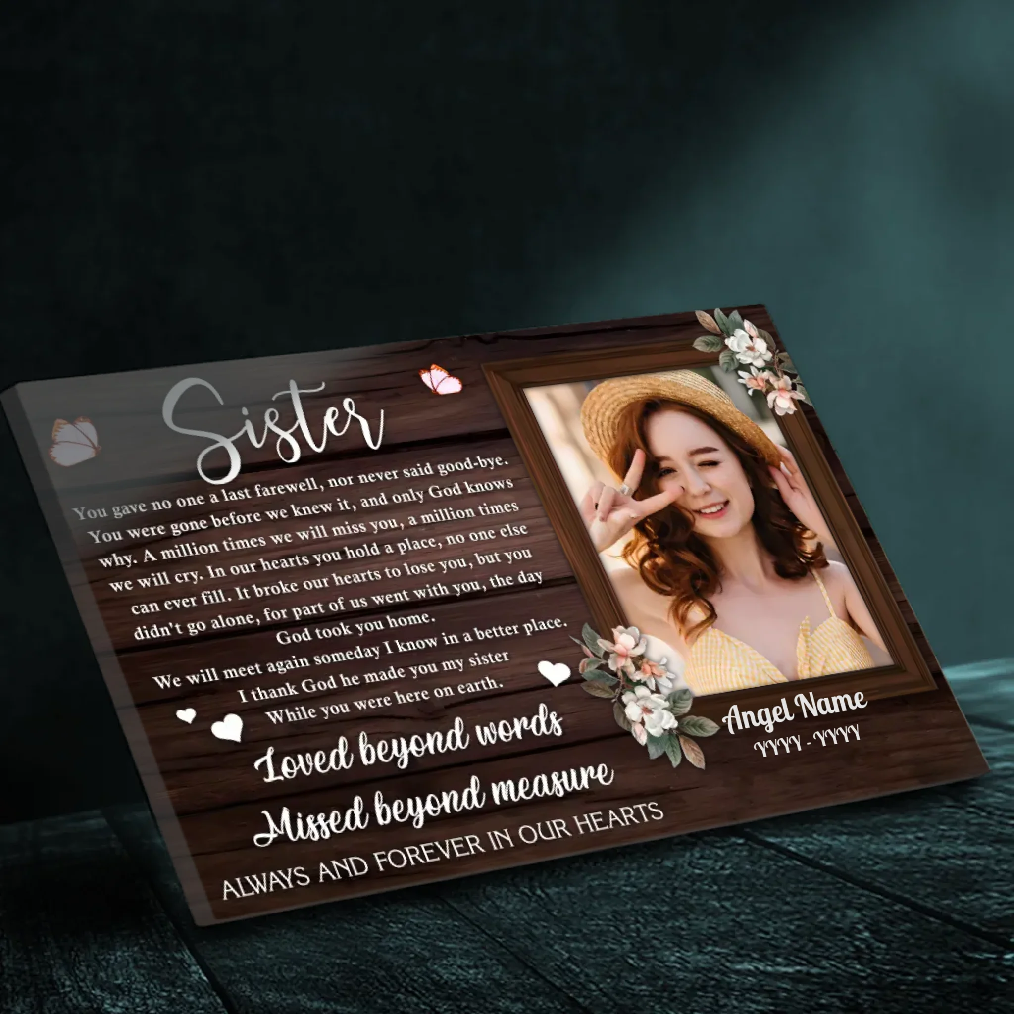 Memorial Canvas for a Beloved Sister – Personalized Tribute by 89Prints