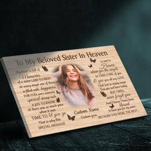 Customizable Canvas for Sister in Heaven – Heartfelt Tribute from 89Prints