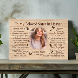 Customizable Canvas for Sister in Heaven – Heartfelt Tribute from 89Prints