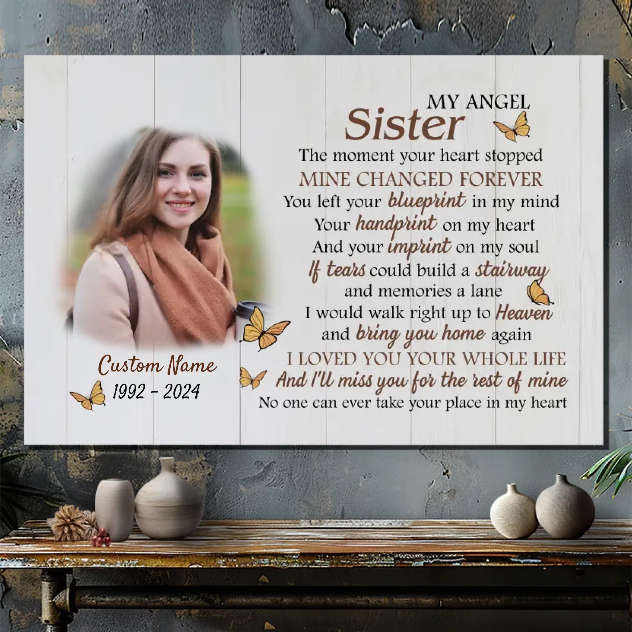 Customizable Canvas for Sister – A Heartfelt Tribute to My Angel – 89Prints