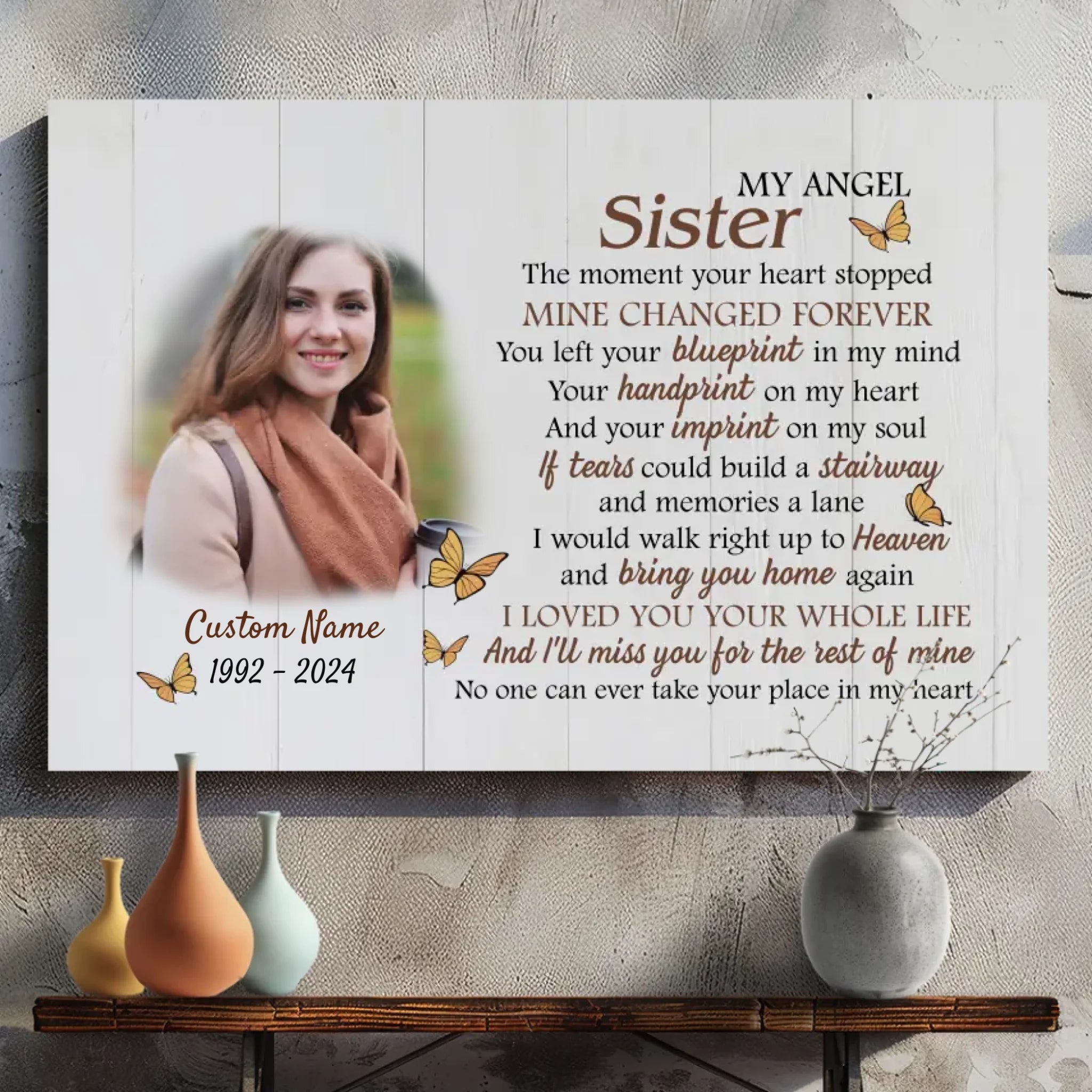 Customizable Canvas for Sister – A Heartfelt Tribute to My Angel – 89Prints