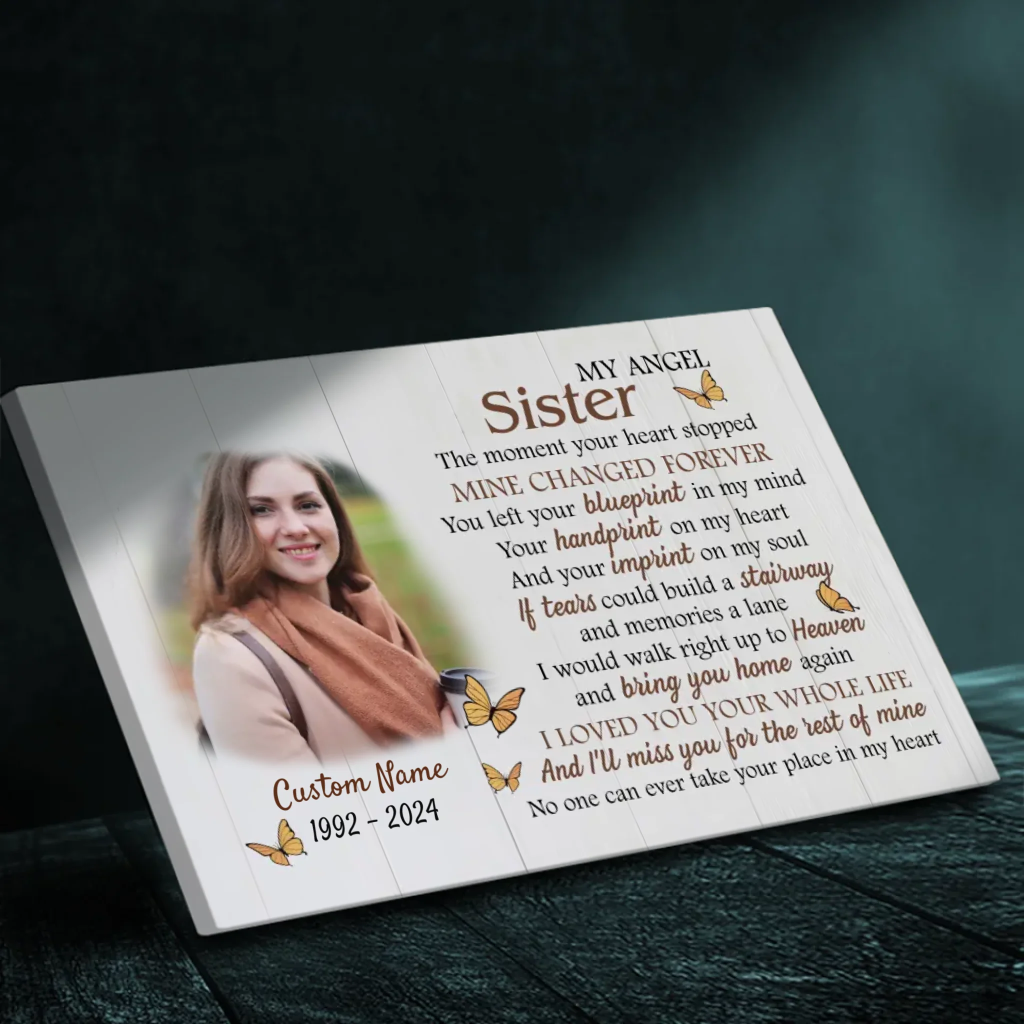 Customizable Canvas for Sister – A Heartfelt Tribute to My Angel – 89Prints