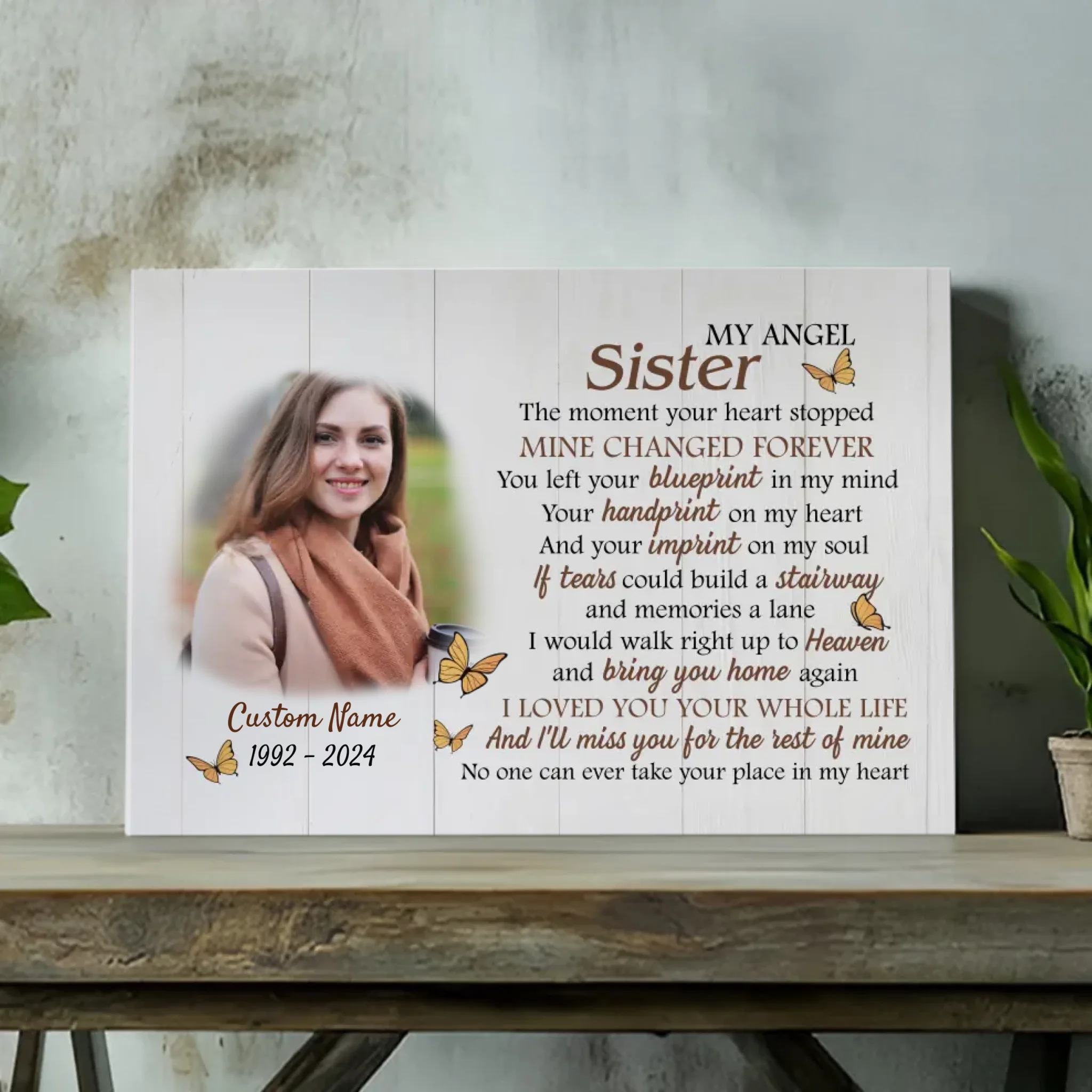 Customizable Canvas for Sister – A Heartfelt Tribute to My Angel – 89Prints