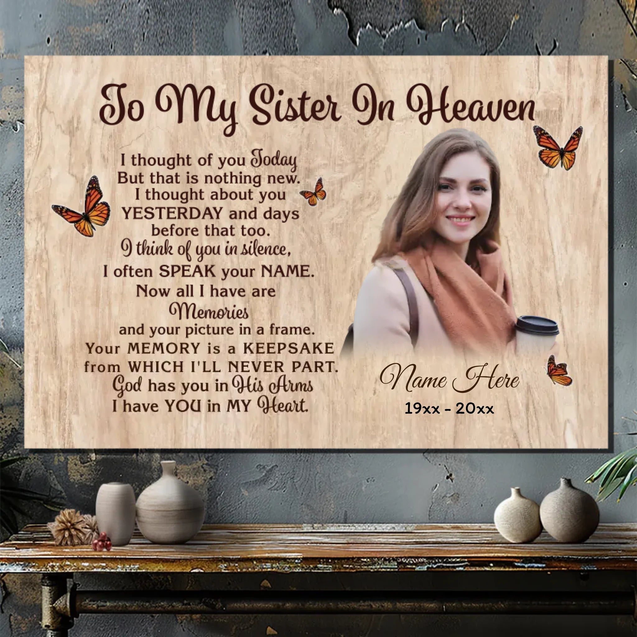 Customizable Canvas for Sister in Heaven – A Loving Tribute – 89Prints