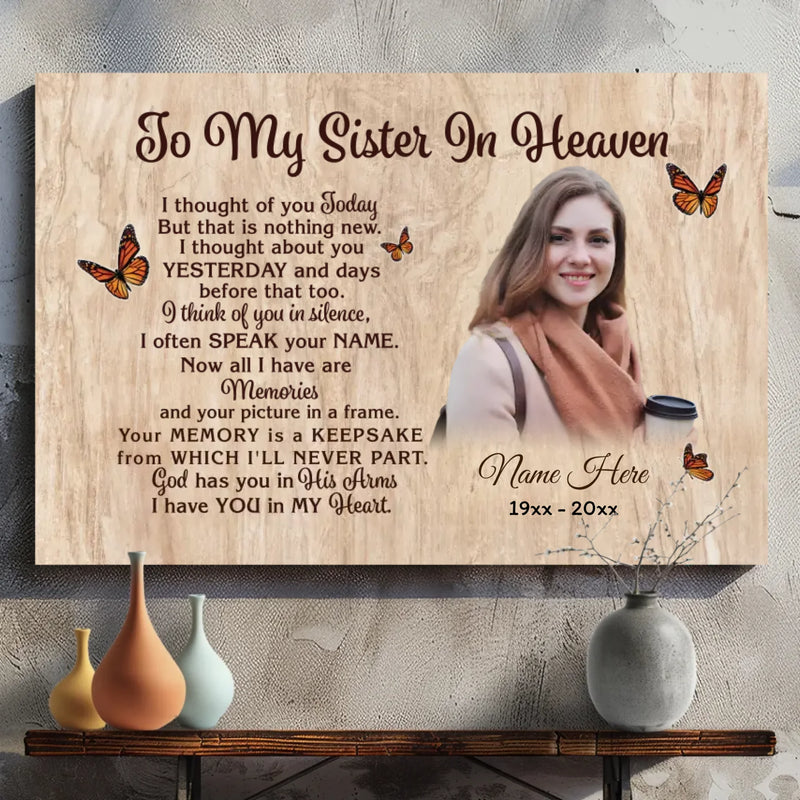 Customizable Canvas for Sister in Heaven – A Loving Tribute – 89Prints