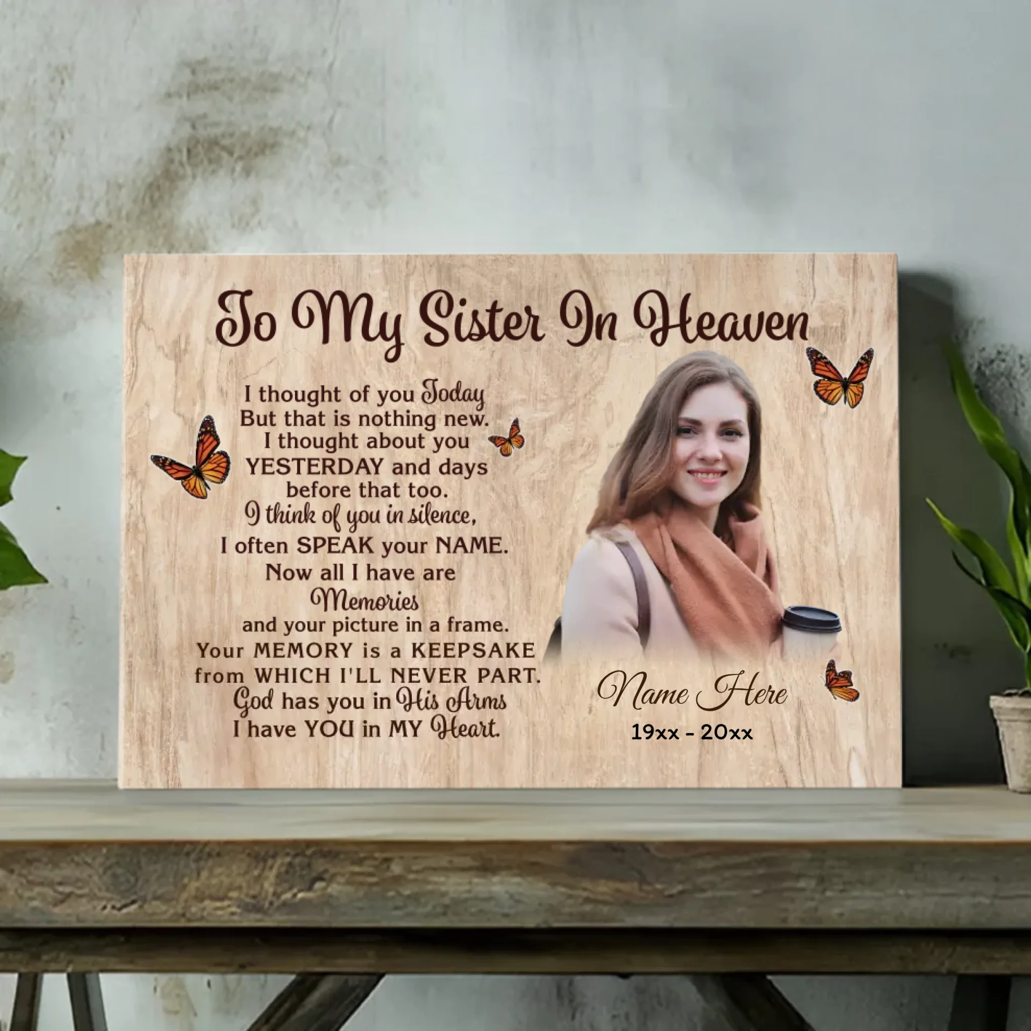 Customizable Canvas for Sister in Heaven – A Loving Tribute – 89Prints