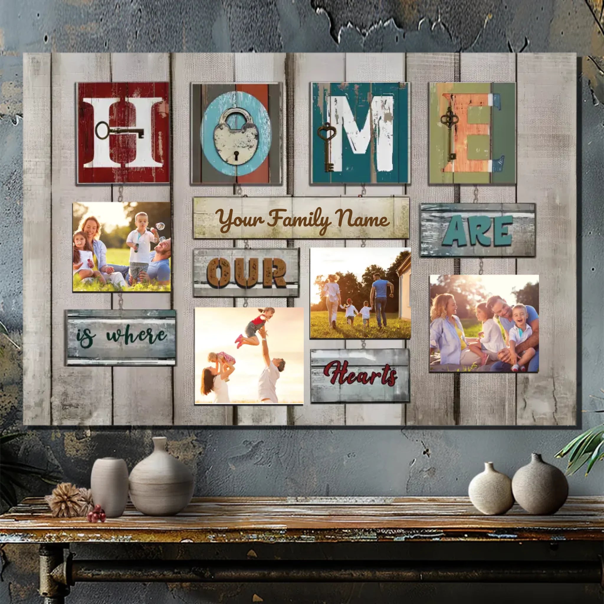 Customizable 'Home is Where Our Hearts Are' Family Photo Canvas | 89Prints