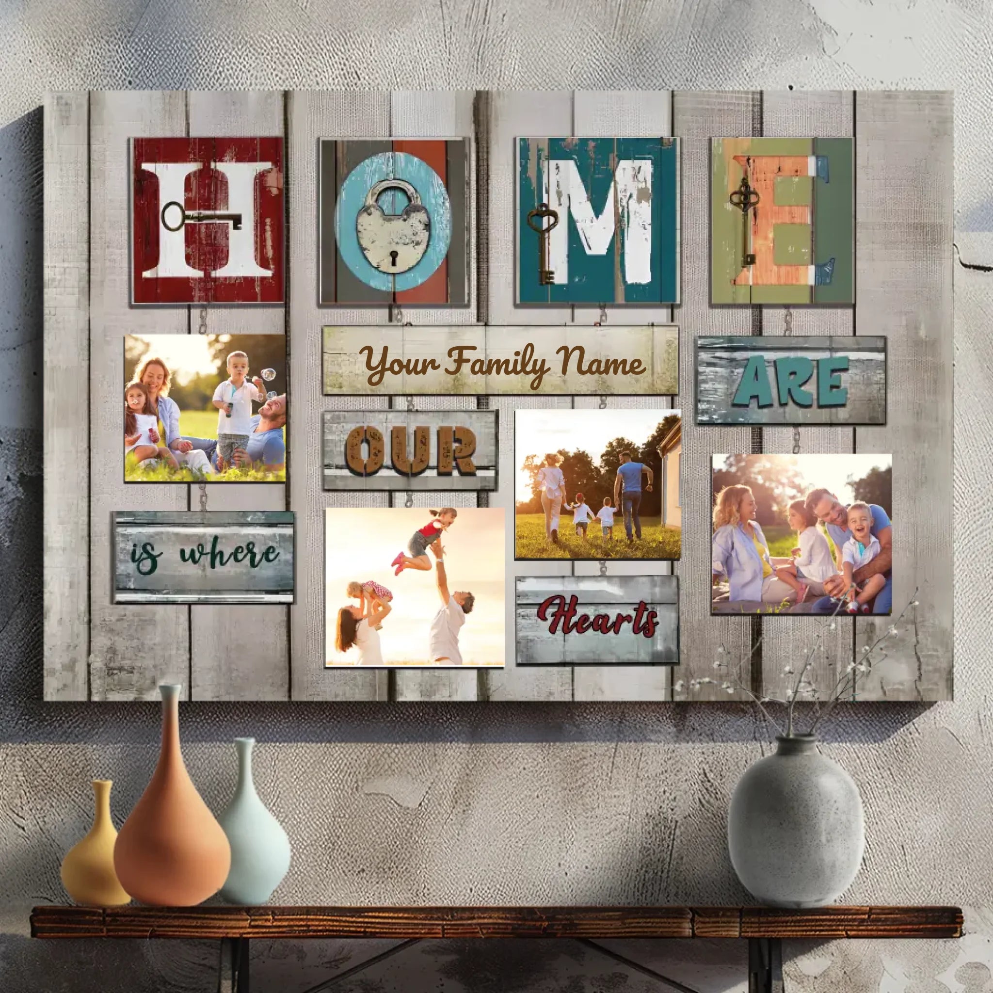 Customizable 'Home is Where Our Hearts Are' Family Photo Canvas | 89Prints