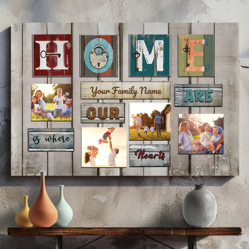 Customizable 'Home is Where Our Hearts Are' Family Photo Canvas | 89Prints