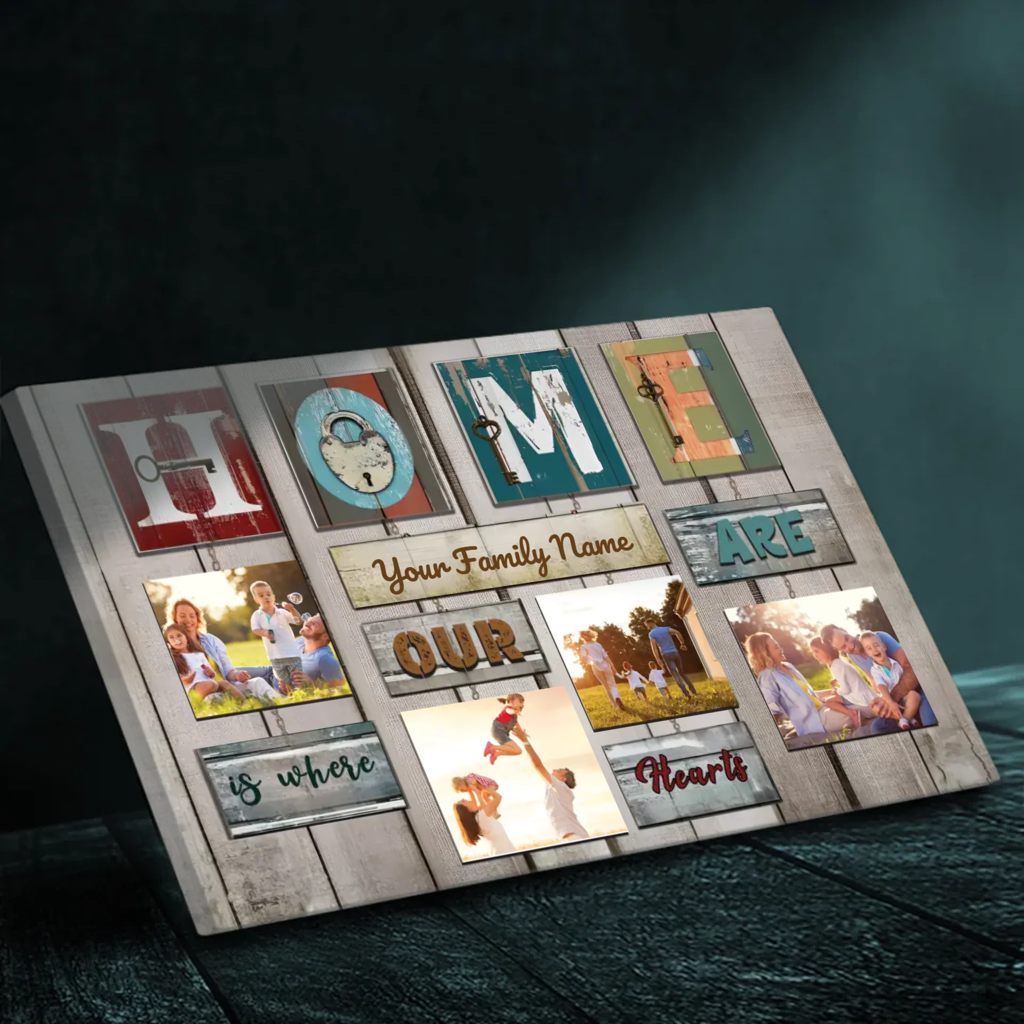 Customizable 'Home is Where Our Hearts Are' Family Photo Canvas | 89Prints