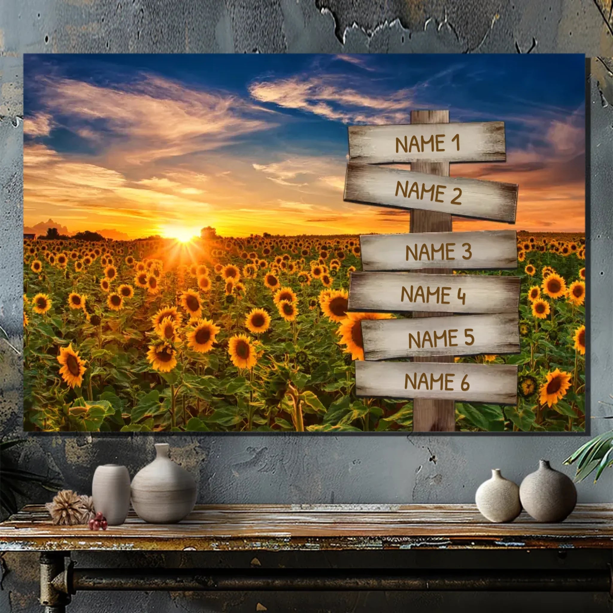 Personalized Sunflower Family Name Canvas - Blooming with Love | 89Prints
