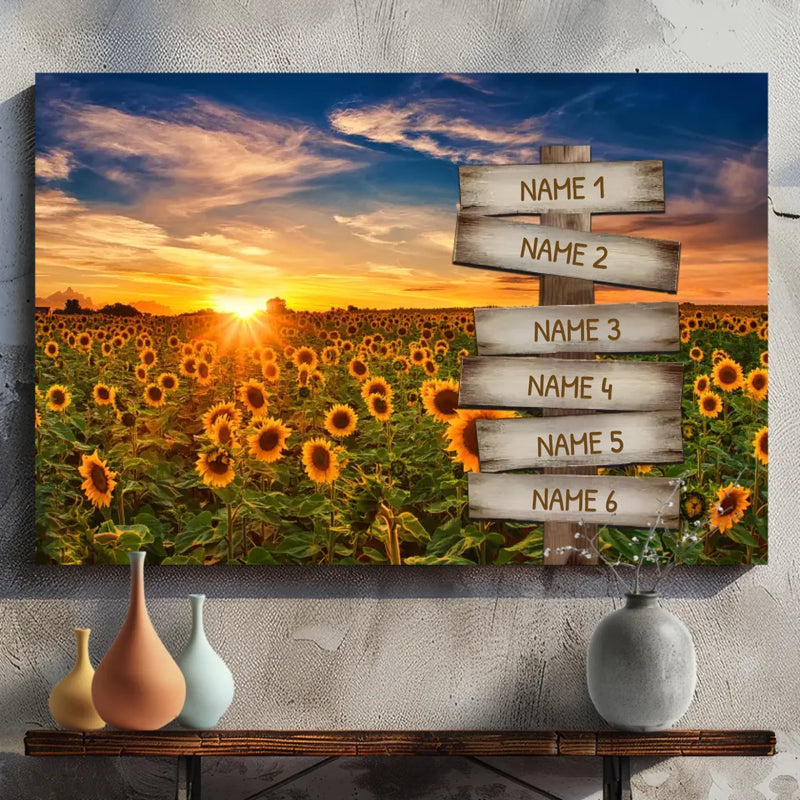 Personalized Sunflower Family Name Canvas - Blooming with Love | 89Prints