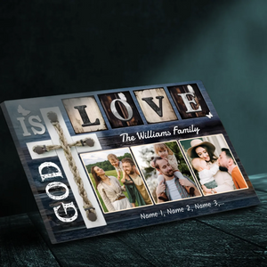 Personalized 'God is Love' Family Canvas - Custom Names & Photos