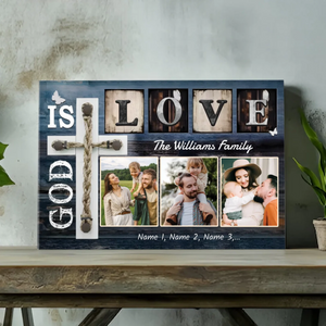 Personalized 'God is Love' Family Canvas - Custom Names & Photos