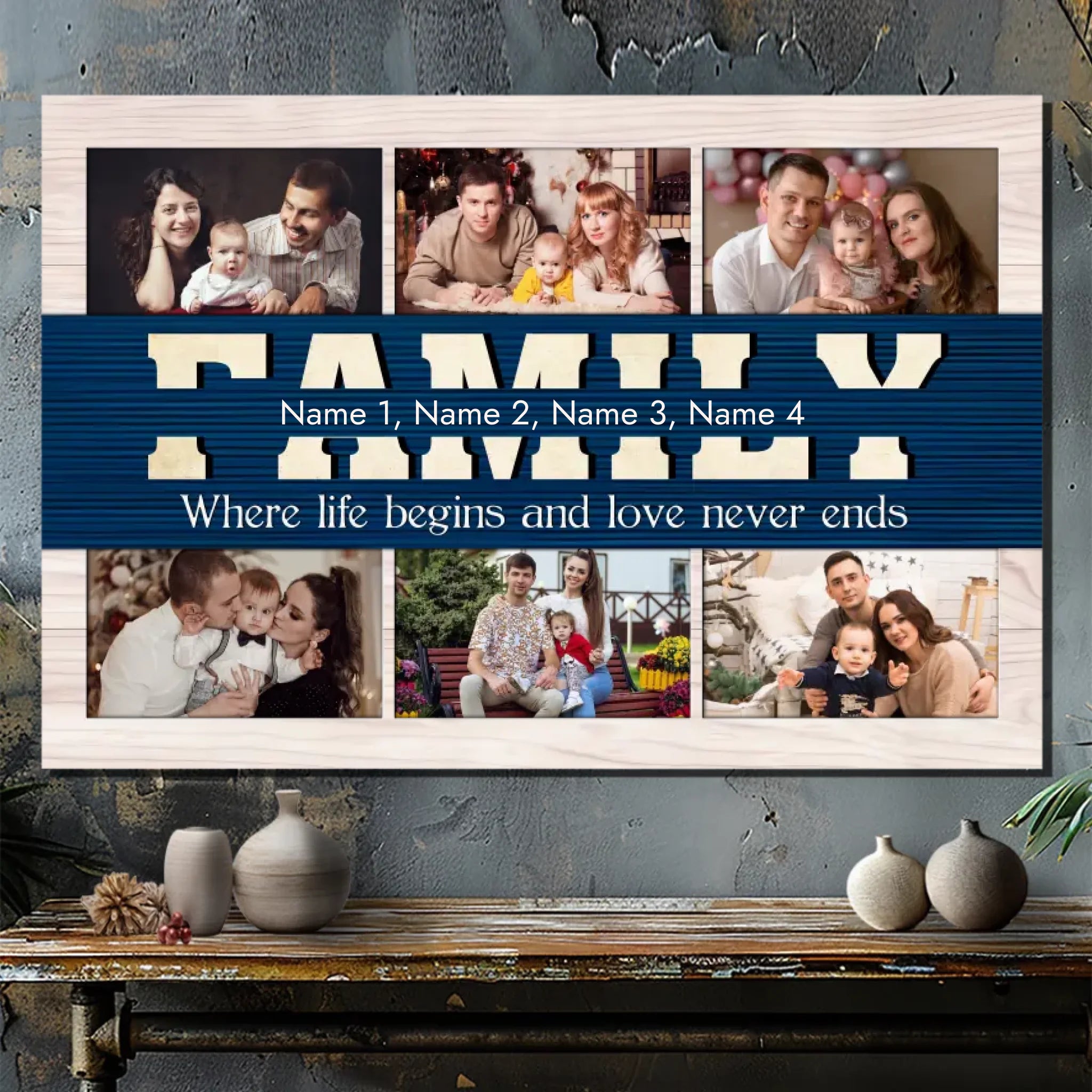 89Prints Customizable Family Canvas – Where Life Begins & Love Never Ends