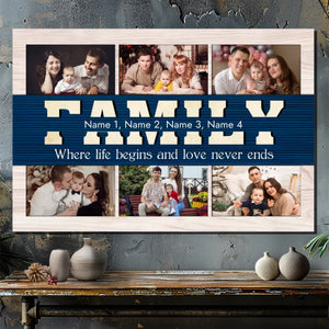 89Prints Customizable Family Canvas – Where Life Begins & Love Never Ends