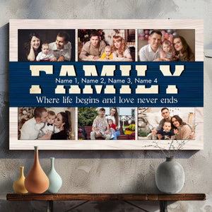 89Prints Customizable Family Canvas – Where Life Begins & Love Never Ends