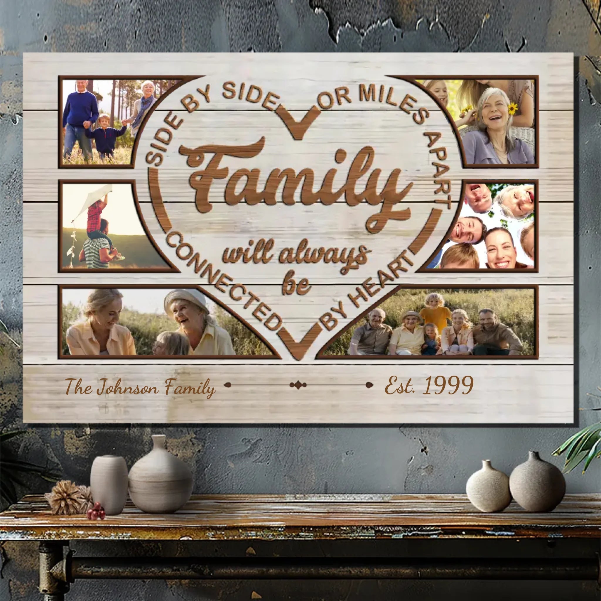 Custom Family Canvas - Forever Connected by Heart by 89Prints