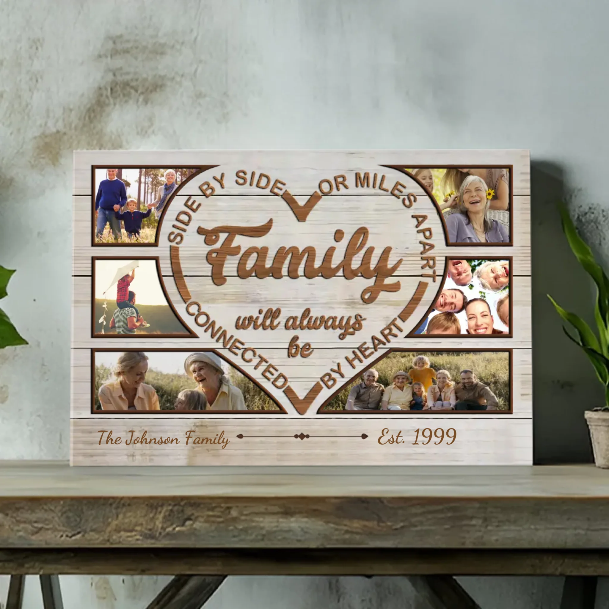 Custom Family Canvas - Forever Connected by Heart by 89Prints