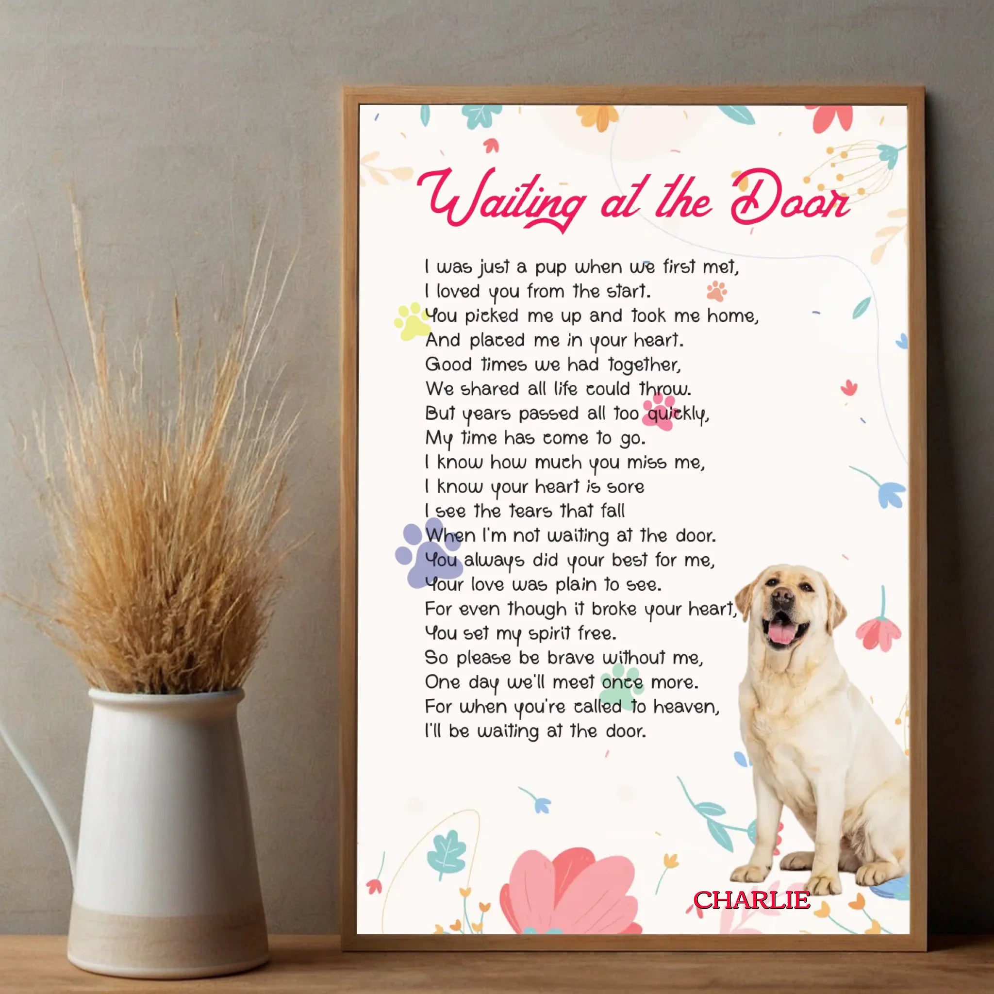 Waiting at the Door Pet Memorial Poster A Custom Wall Art Tribute to Your Beloved Pet - 89Prints