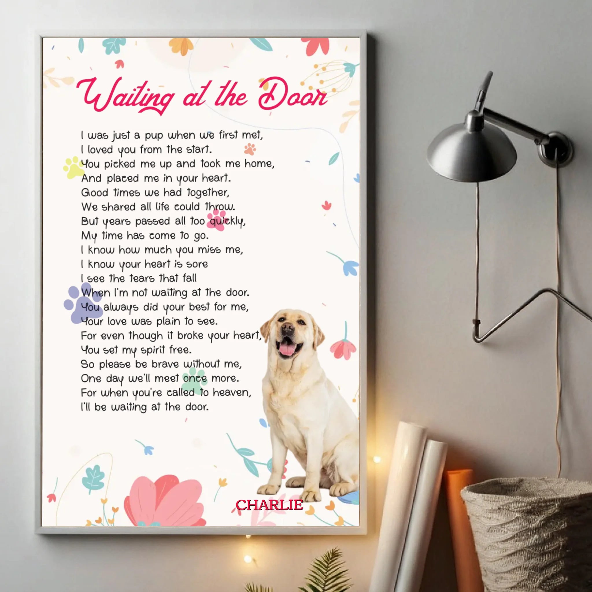 Waiting at the Door Pet Memorial Poster A Custom Wall Art Tribute to Your Beloved Pet - 89Prints