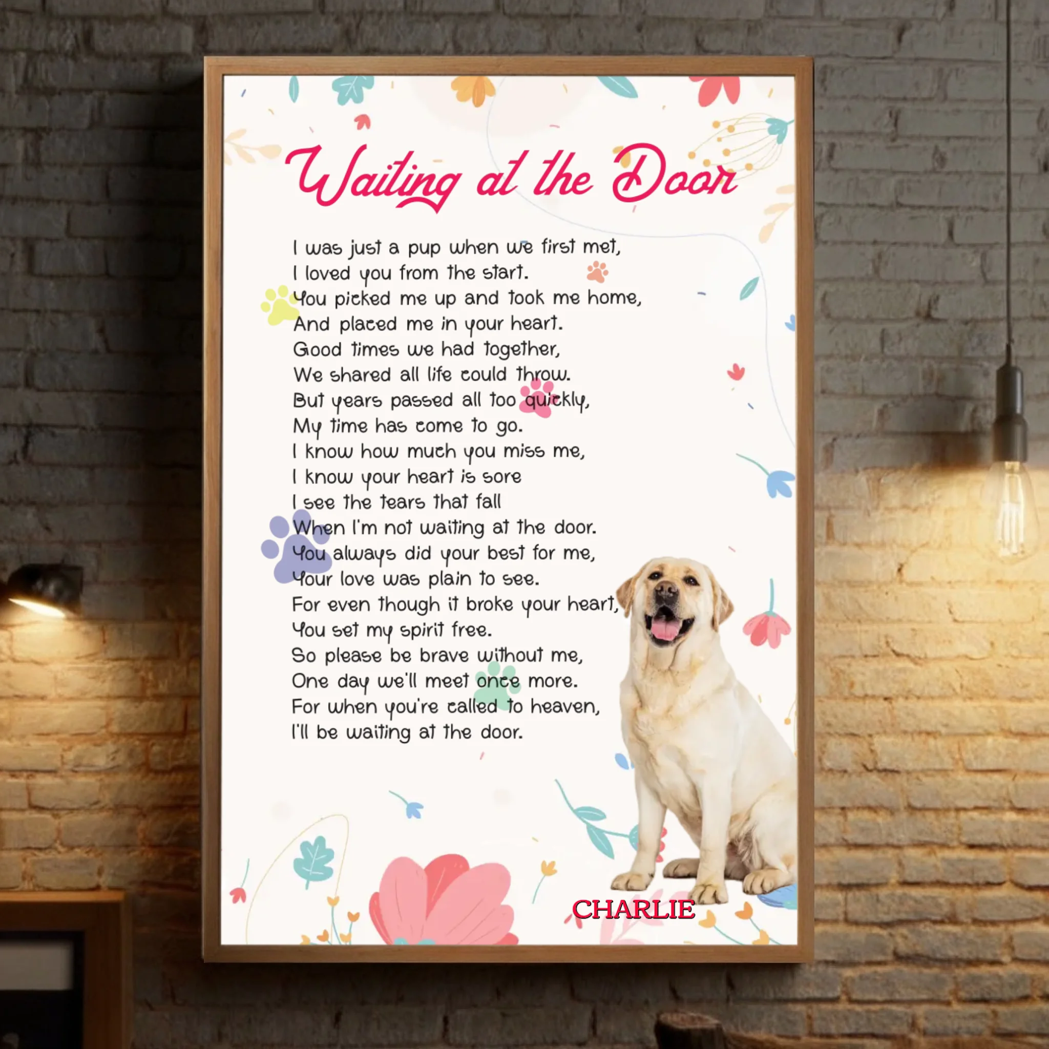 Waiting at the Door Pet Memorial Poster A Custom Wall Art Tribute to Your Beloved Pet - 89Prints