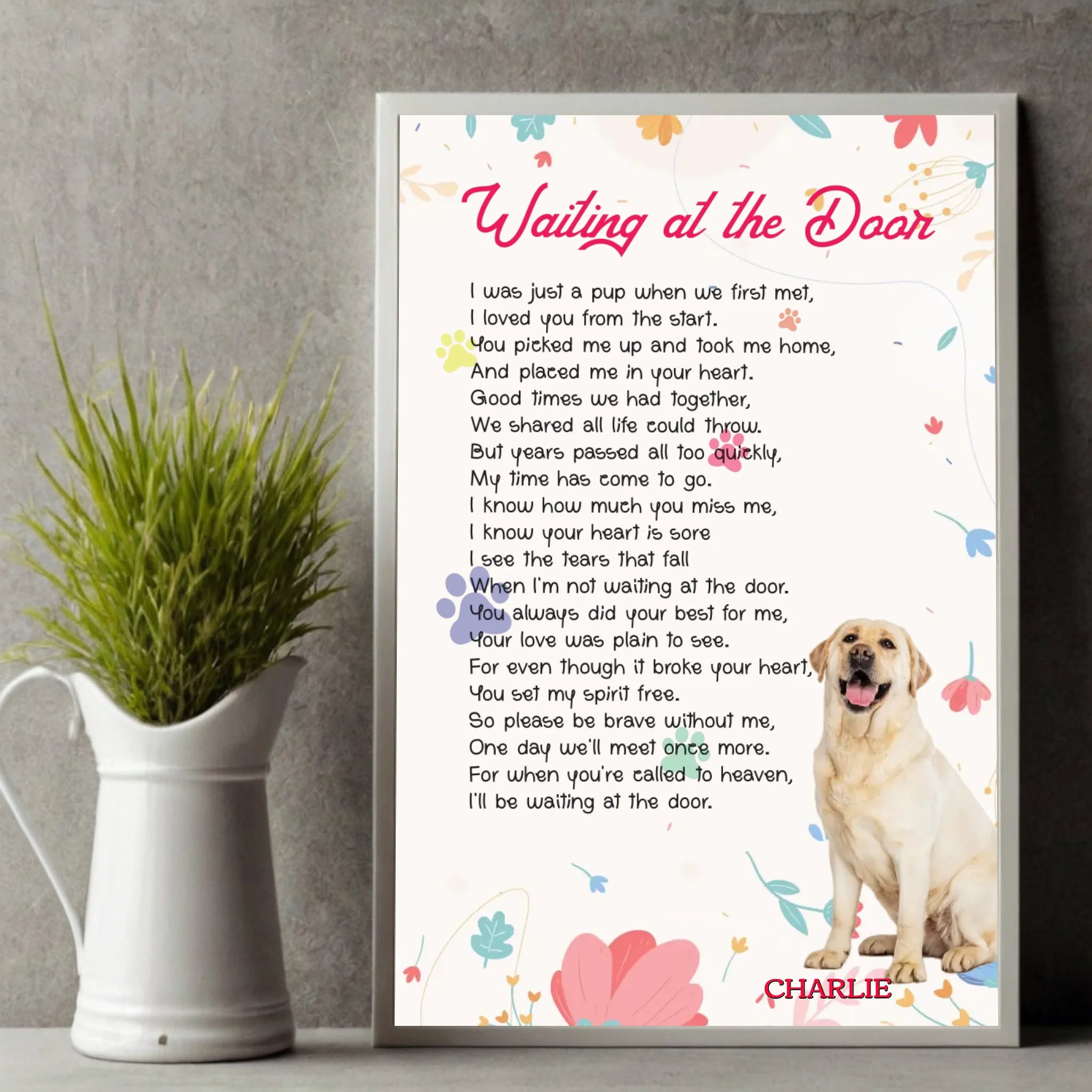 Waiting at the Door Pet Memorial Poster A Custom Wall Art Tribute to Your Beloved Pet - 89Prints