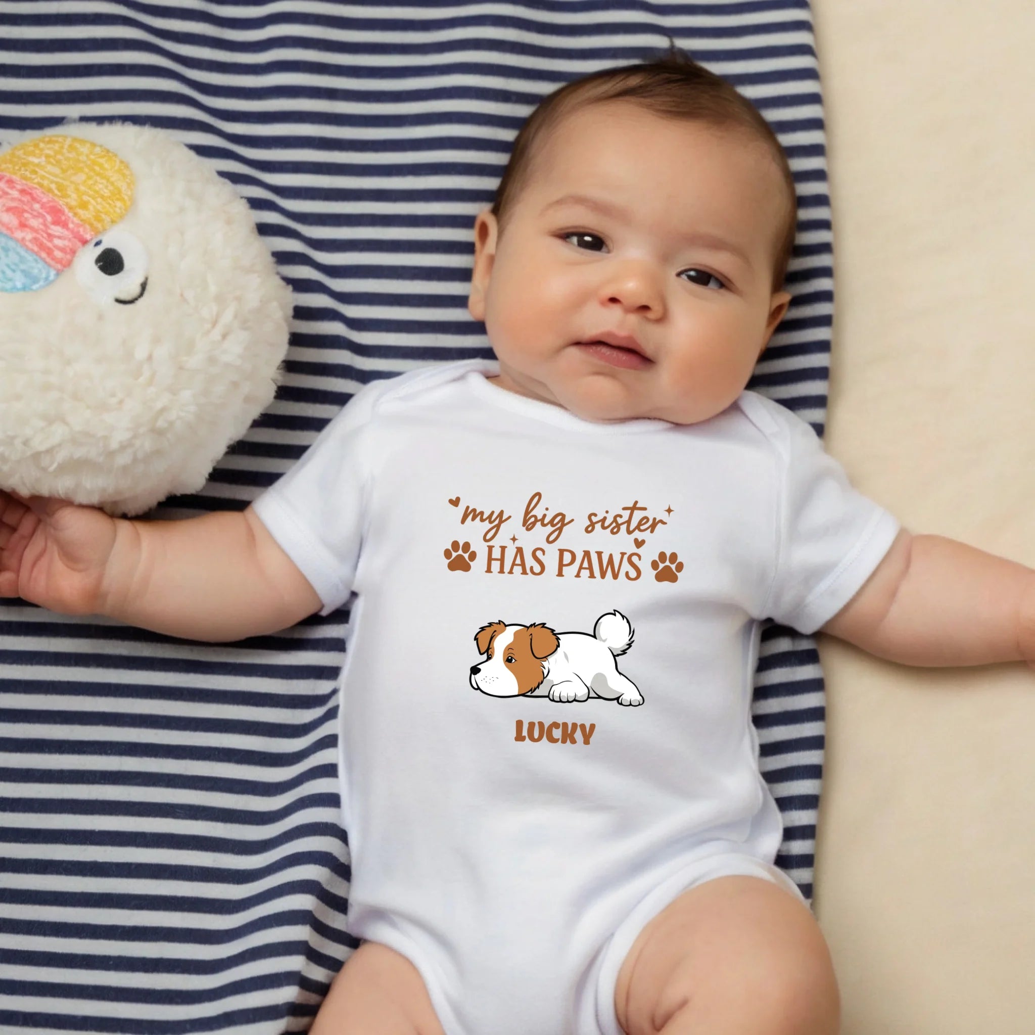 My Big Sister Has Paws Baby Onesie – Personalized Dog Lover Gift for Baby - 89Prints