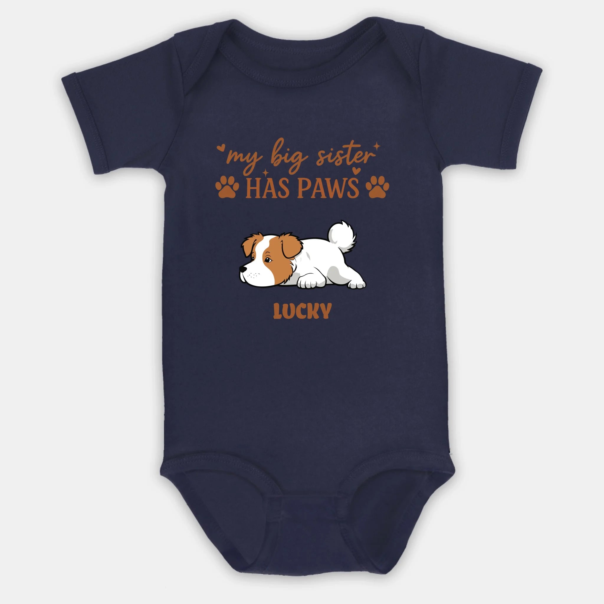 My Big Sister Has Paws Baby Onesie – Personalized Dog Lover Gift for Baby - 89Prints