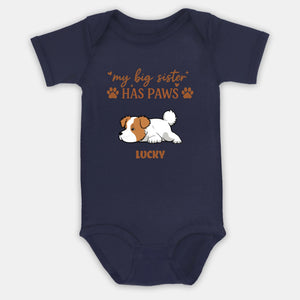 My Big Sister Has Paws Baby Onesie – Personalized Dog Lover Gift for Baby - 89Prints