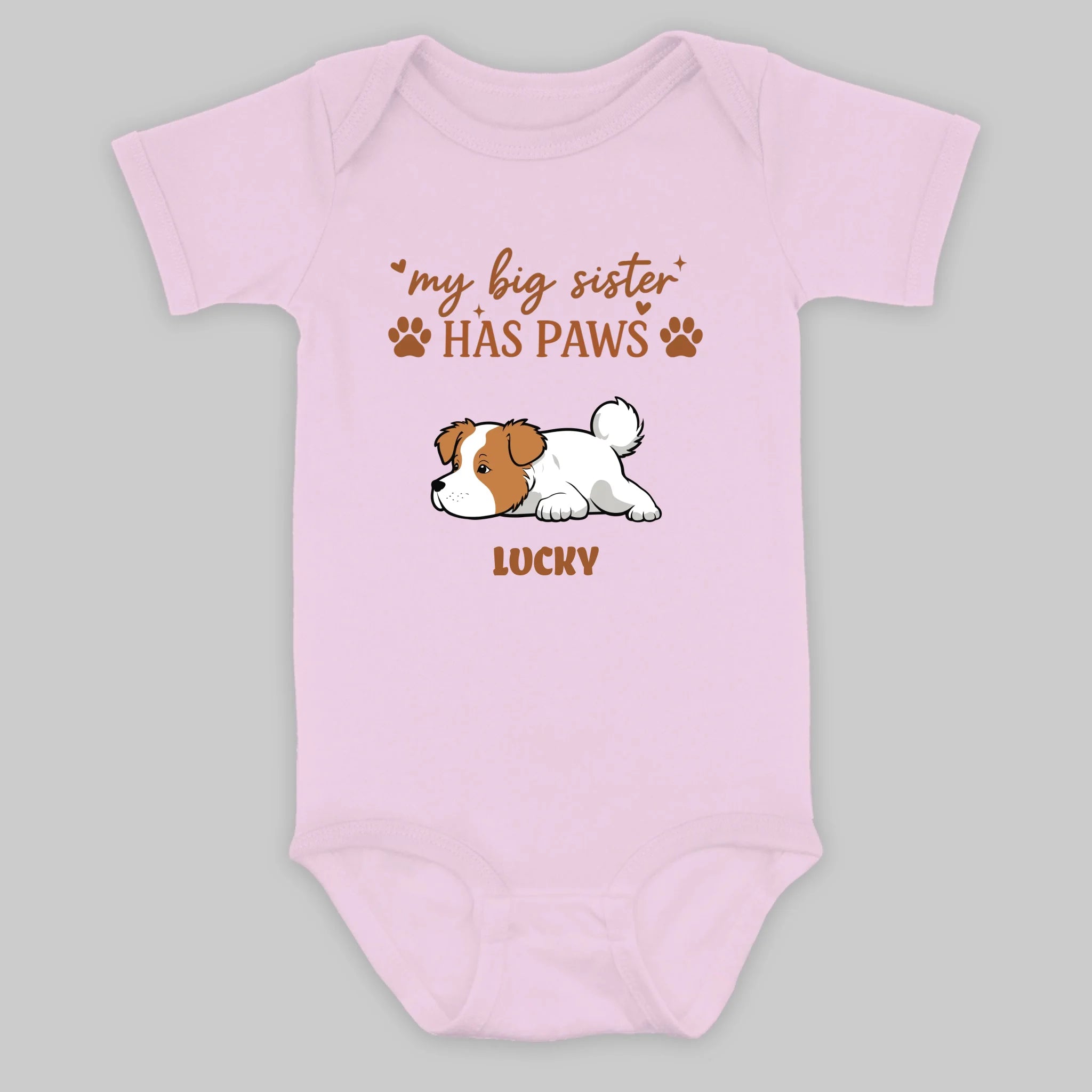 My Big Sister Has Paws Baby Onesie – Personalized Dog Lover Gift for Baby - 89Prints