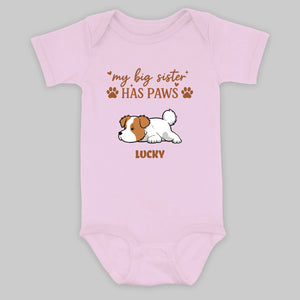 My Big Sister Has Paws Baby Onesie – Personalized Dog Lover Gift for Baby - 89Prints
