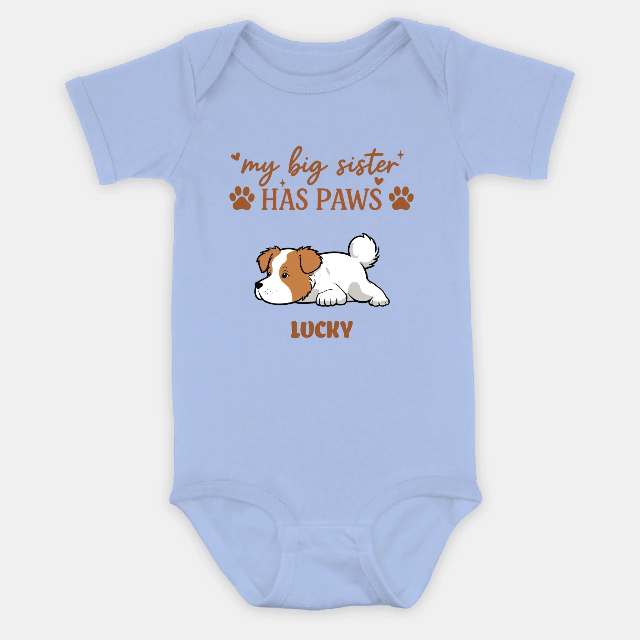 My Big Sister Has Paws Baby Onesie – Personalized Dog Lover Gift for Baby - 89Prints
