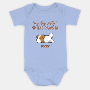 My Big Sister Has Paws Baby Onesie – Personalized Dog Lover Gift for Baby - 89Prints