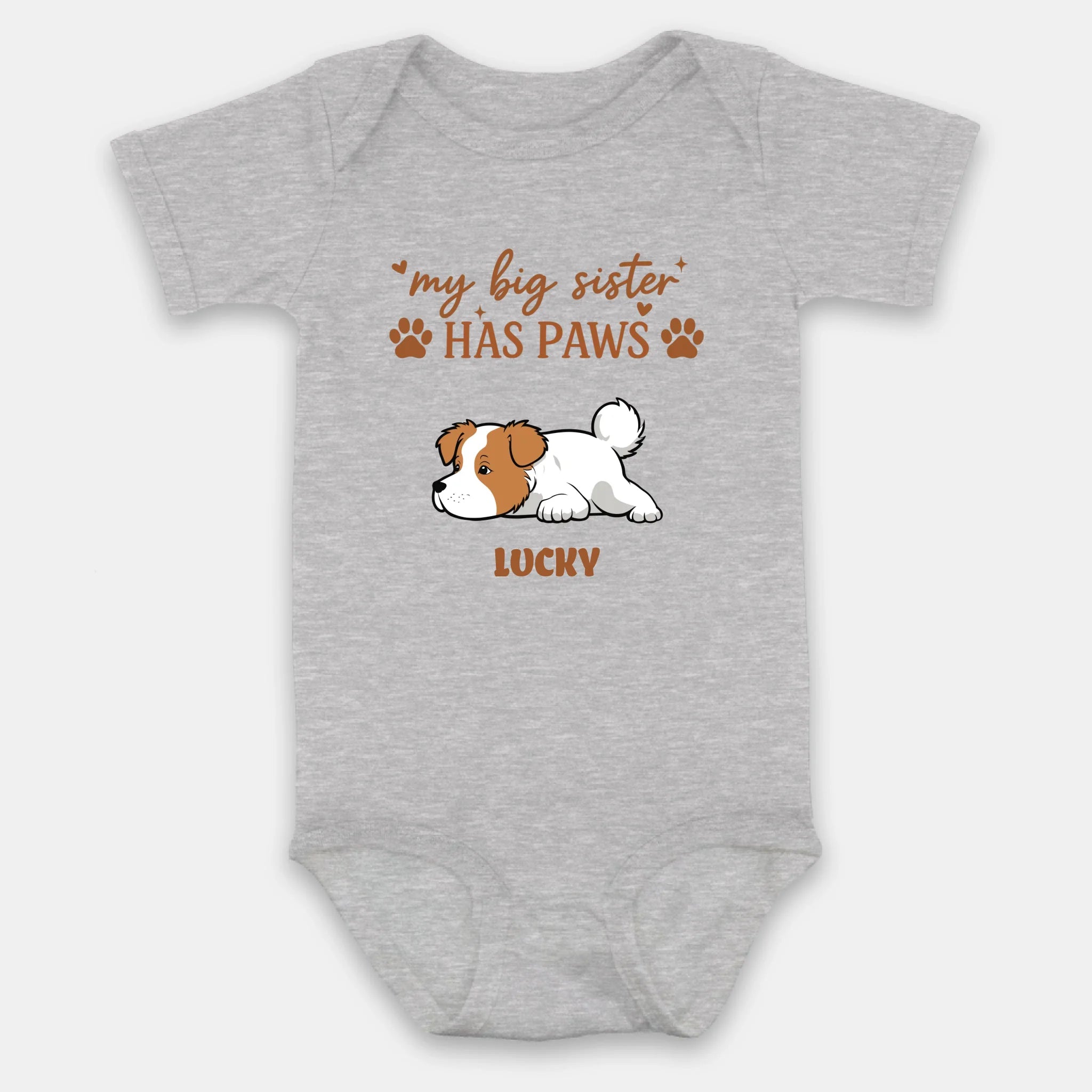 My Big Sister Has Paws Baby Onesie – Personalized Dog Lover Gift for Baby - 89Prints