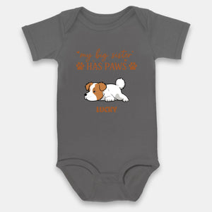 My Big Sister Has Paws Baby Onesie – Personalized Dog Lover Gift for Baby - 89Prints