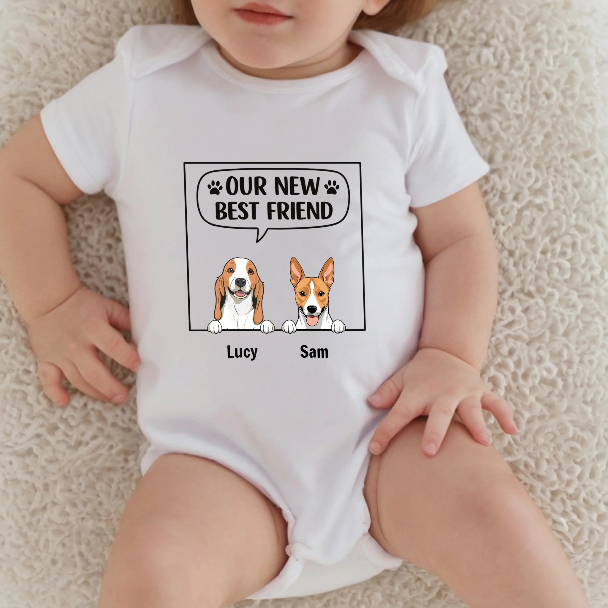 Our New Best Friend Baby Onesie – Cute Dog Lover Outfit for Newborn - 89Prints