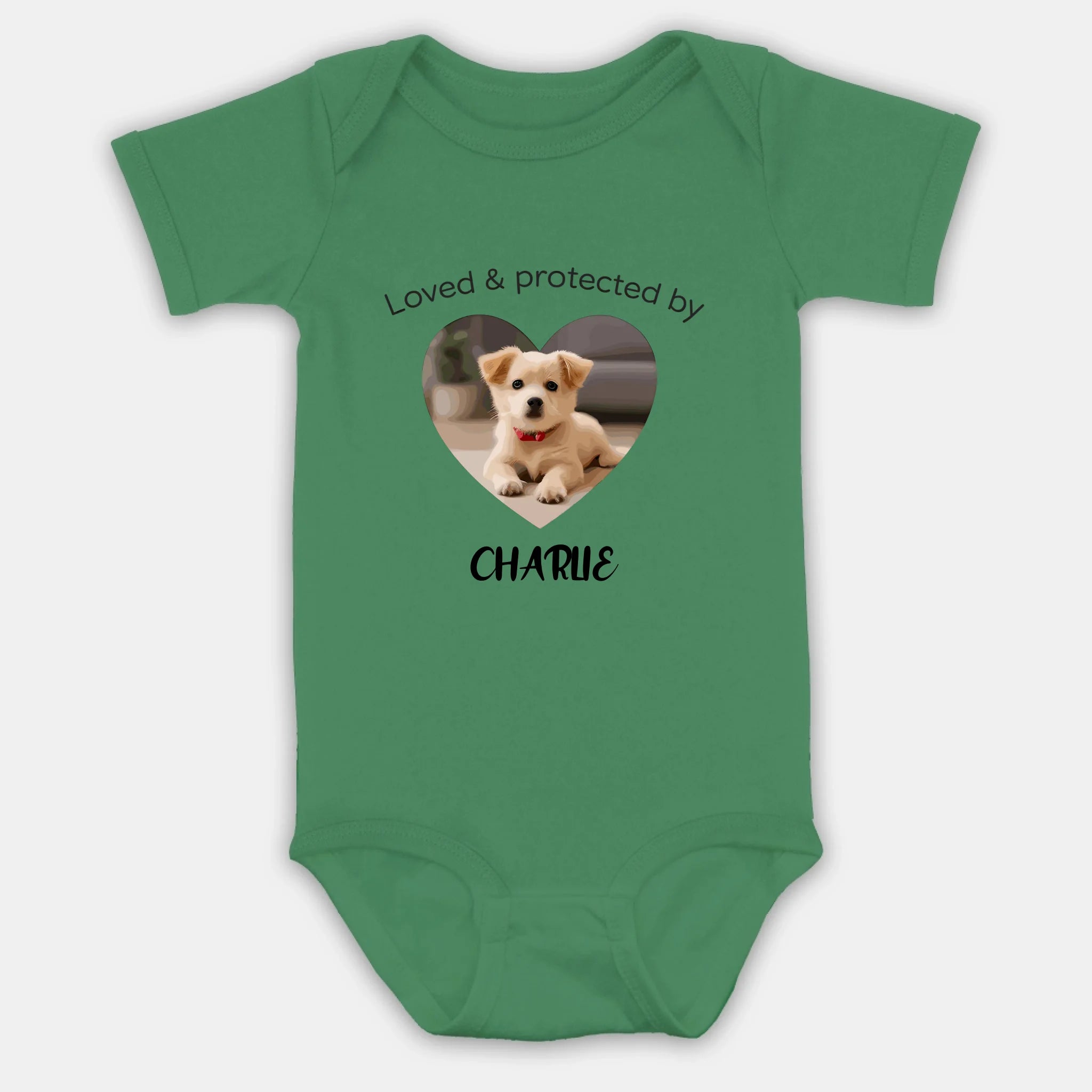 Personalized Baby Onesie - Loved & Protected by My Dog - 89Prints