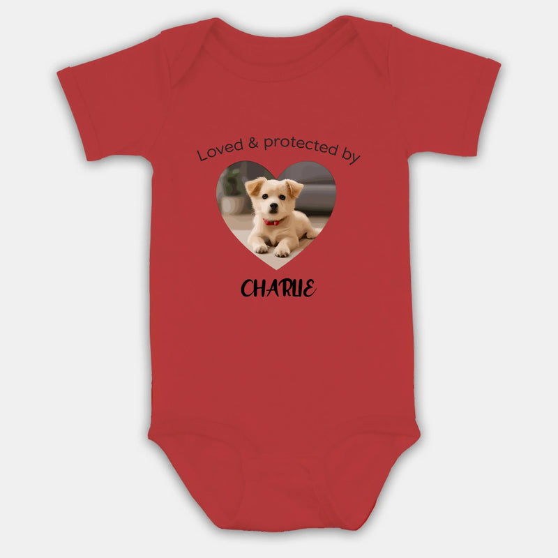 Personalized Baby Onesie - Loved & Protected by My Dog - 89Prints