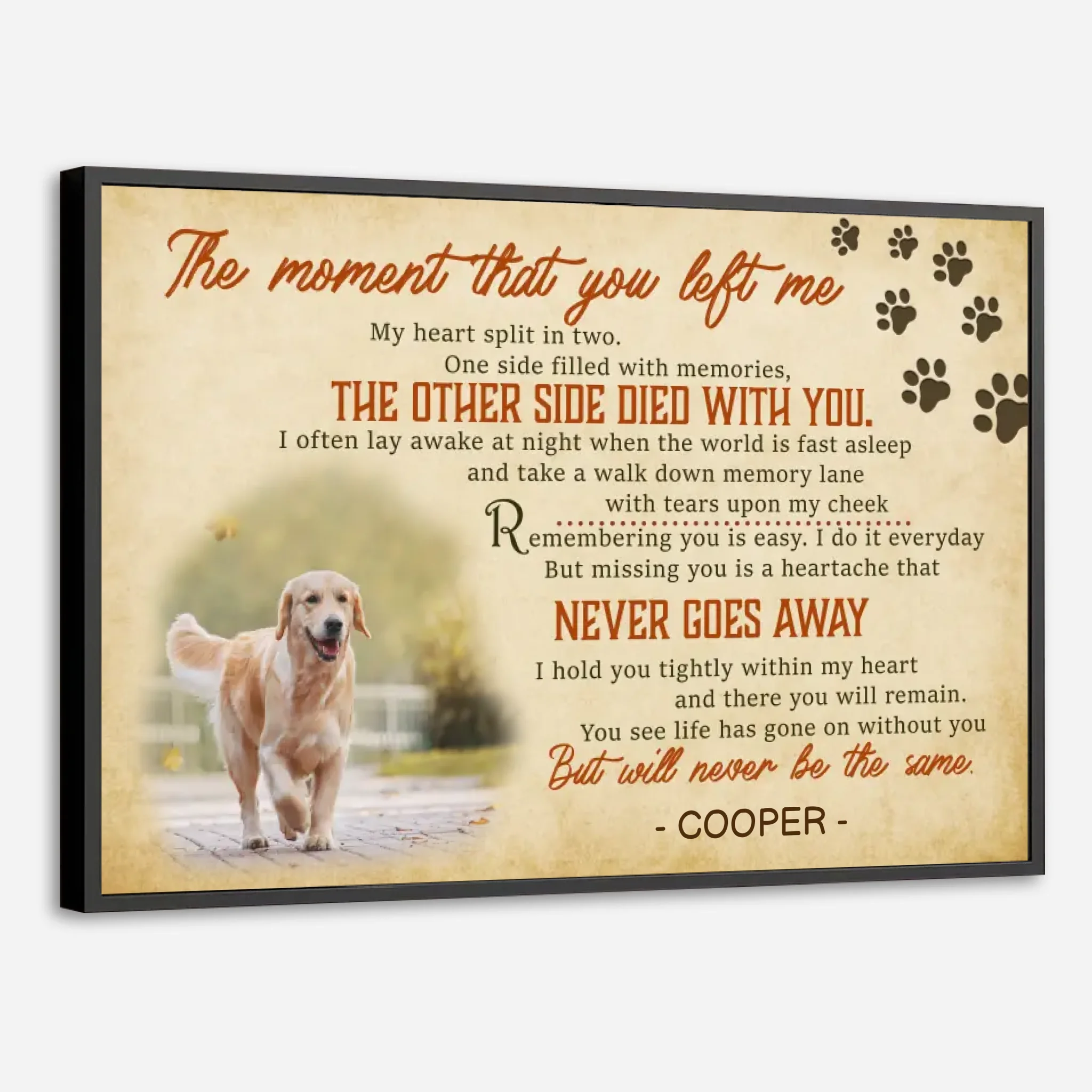 Custom Memorial Dog Poster – A Personalized Poem with Your Pet’s Name and Photo - 89Prints