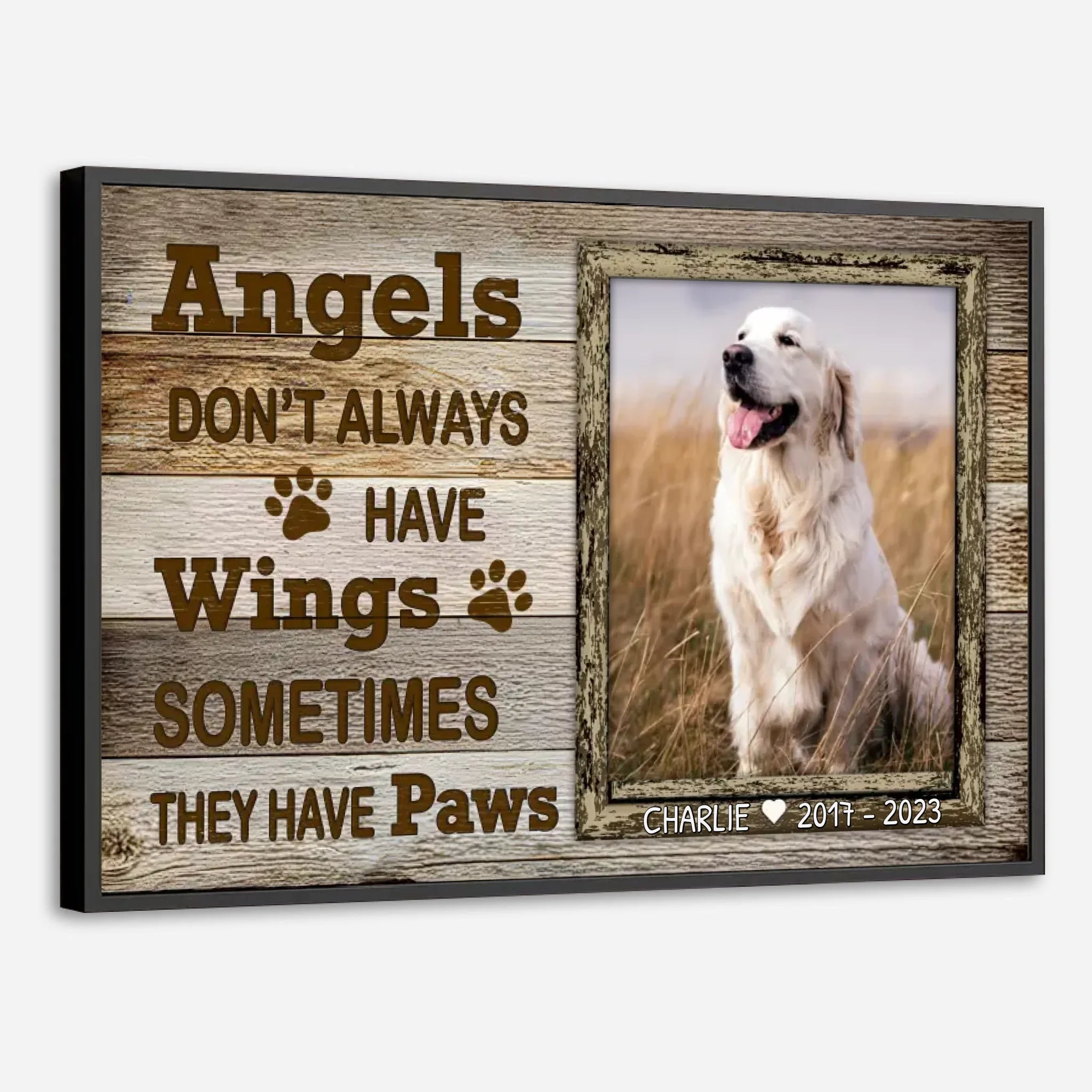 89Prints-Custom Dog Memorial Poster – 'Angels Have Paws' Personalized with Name and Dates