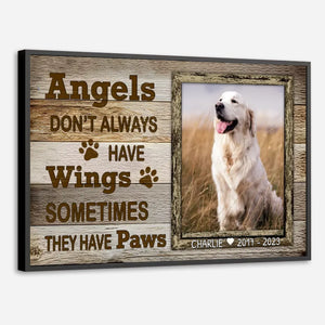 89Prints-Custom Dog Memorial Poster – 'Angels Have Paws' Personalized with Name and Dates