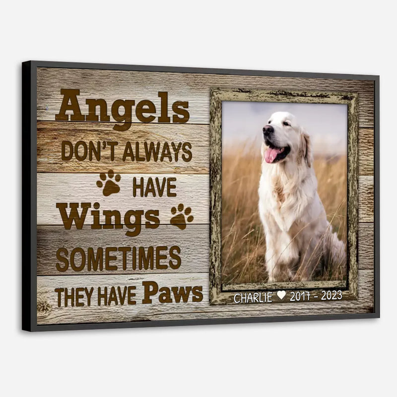 89Prints-Custom Dog Memorial Poster – 'Angels Have Paws' Personalized with Name and Dates