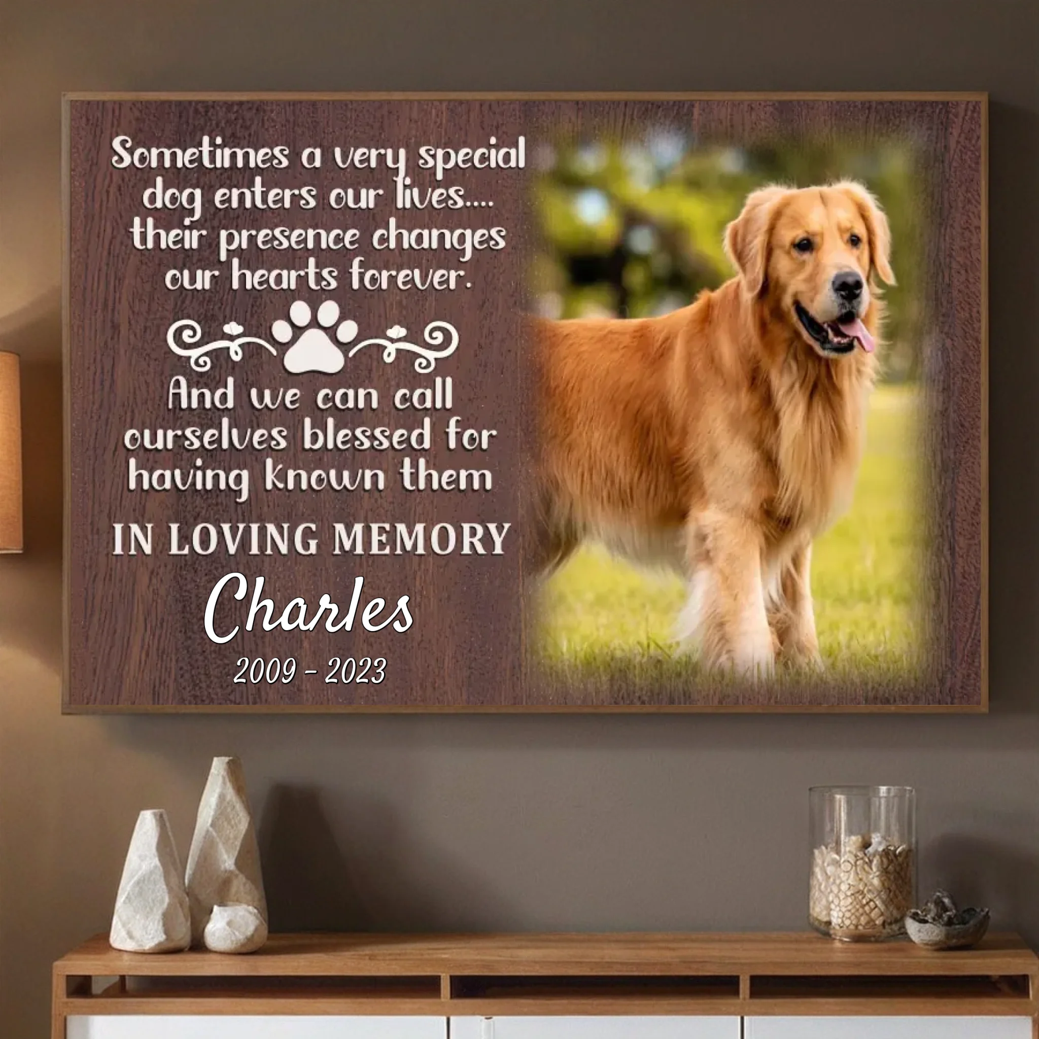 89Prints-Personalized Pet Memorial Poster – Forever in Our Hearts Tribute for Your Beloved Dog