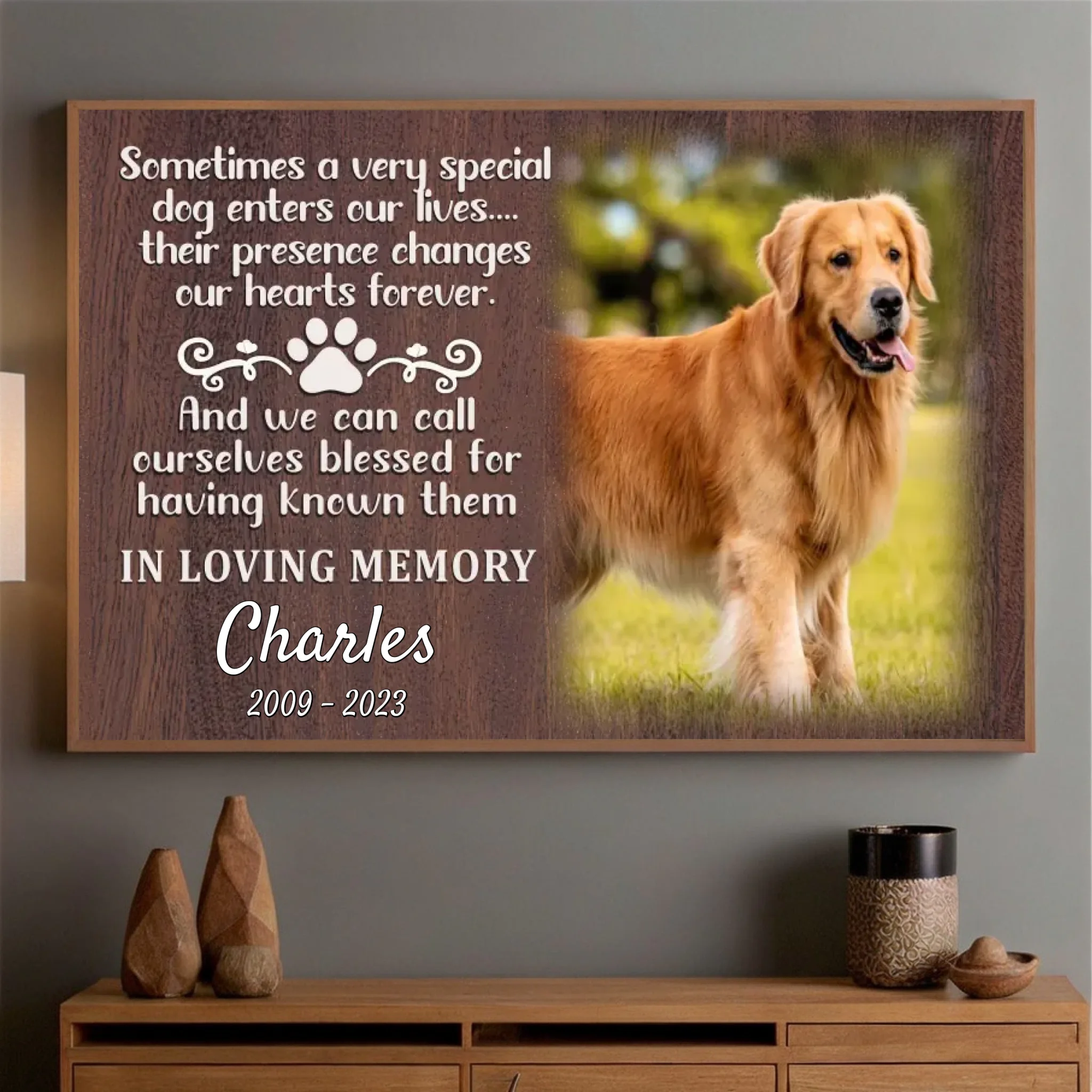 89Prints-Personalized Pet Memorial Poster – Forever in Our Hearts Tribute for Your Beloved Dog