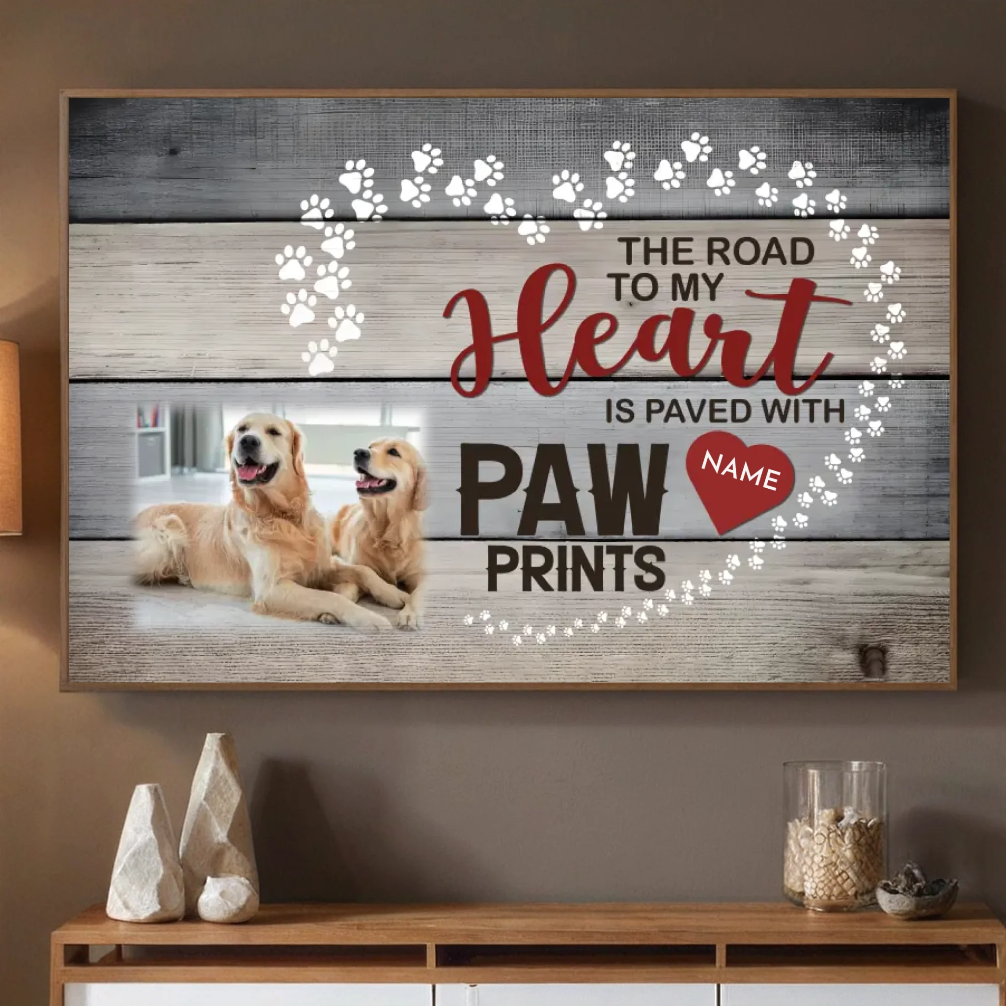 89Prints-A Heartfelt Tribute: Personalized Dog Poster - The Path of the Heart is Paved with Dog Paws