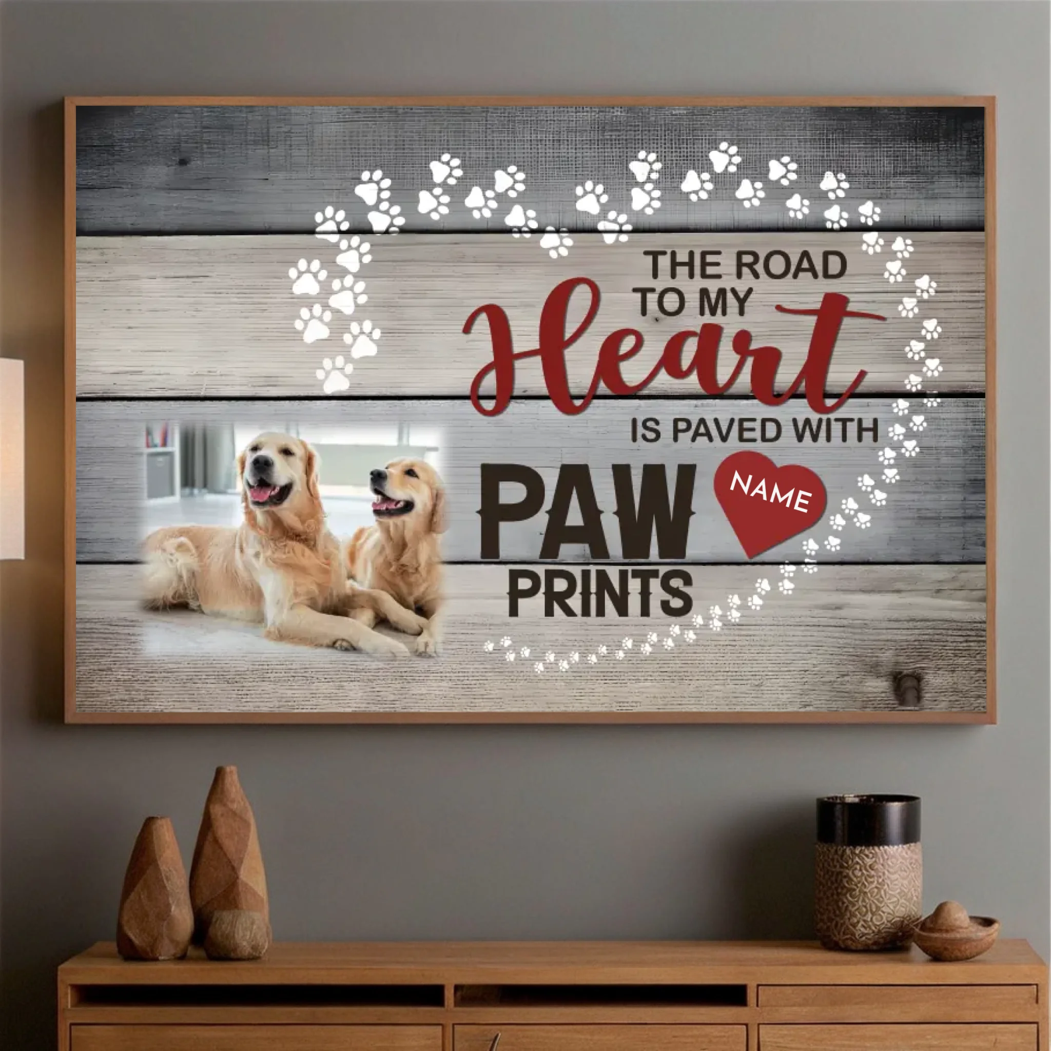 89Prints-A Heartfelt Tribute: Personalized Dog Poster - The Path of the Heart is Paved with Dog Paws